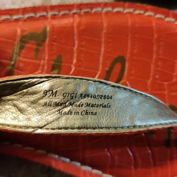 Sam Edelman Gigi Women's 9 M Burnt Orange Thong Sandal Snake Look Flats Heel - Picture 3 of 5